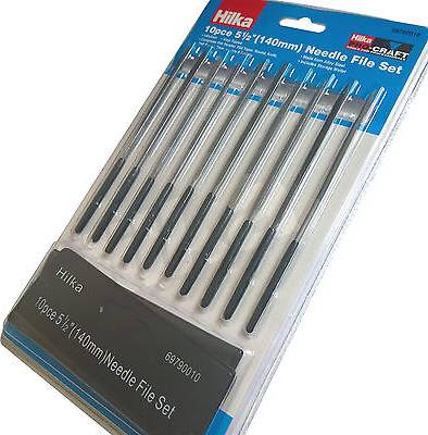 Hilka Needle File Set 10 Mini Craft 140mm With Storage Pouch Rasp