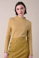 Womens High Neck Ribbed Top - Yellow