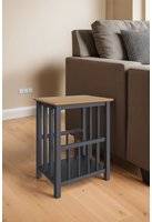 Fwstyle Solid Oak Magazine Table Graphite Blue Painted Finish One Size Newspaper Rack