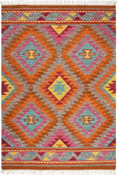 Dunelm Roshni Kilim Wool Rug - Multicoloured Multicolour 80x150cm