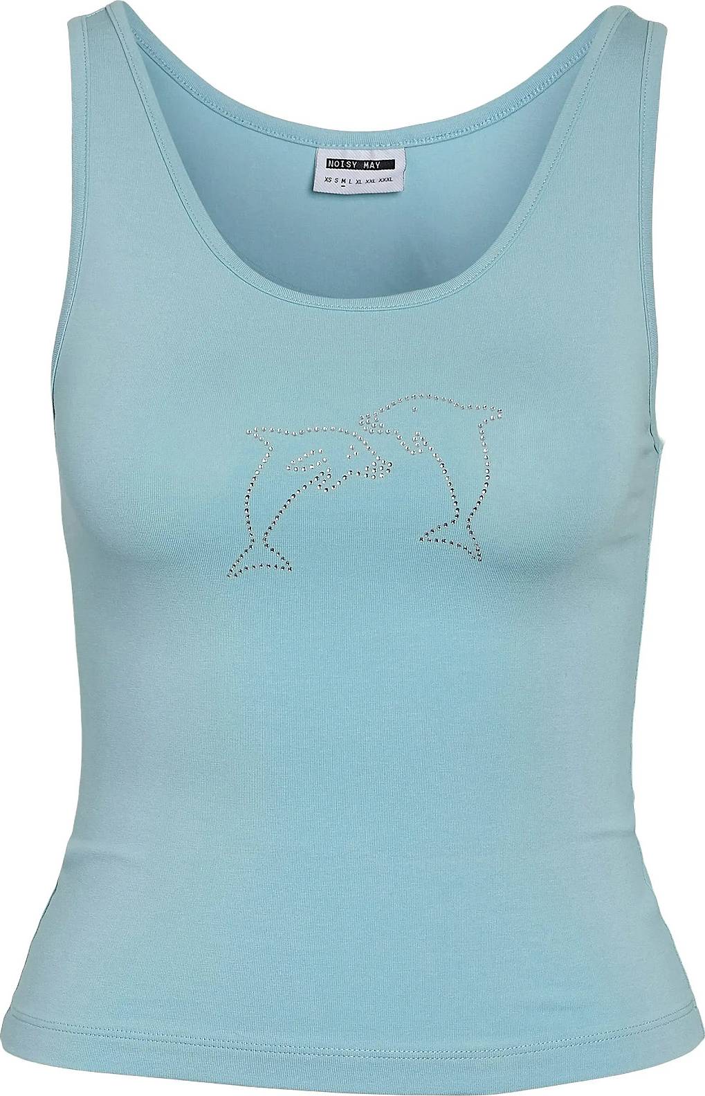 Tank Top Dolphins Rhinestone Print - Blue