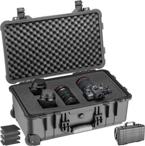 tectake Black Hard Shell Camera Case