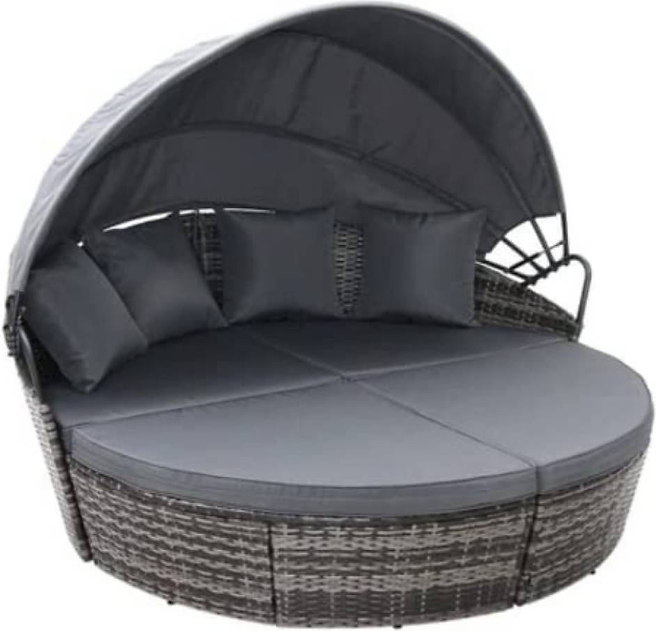 Outdoor day bed EVRE Bali Mixed Grey 3 Piece Modular Round Rattan Wicker