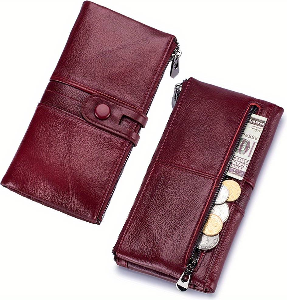 Temu Genuine Leather Rfid Wallet - Green