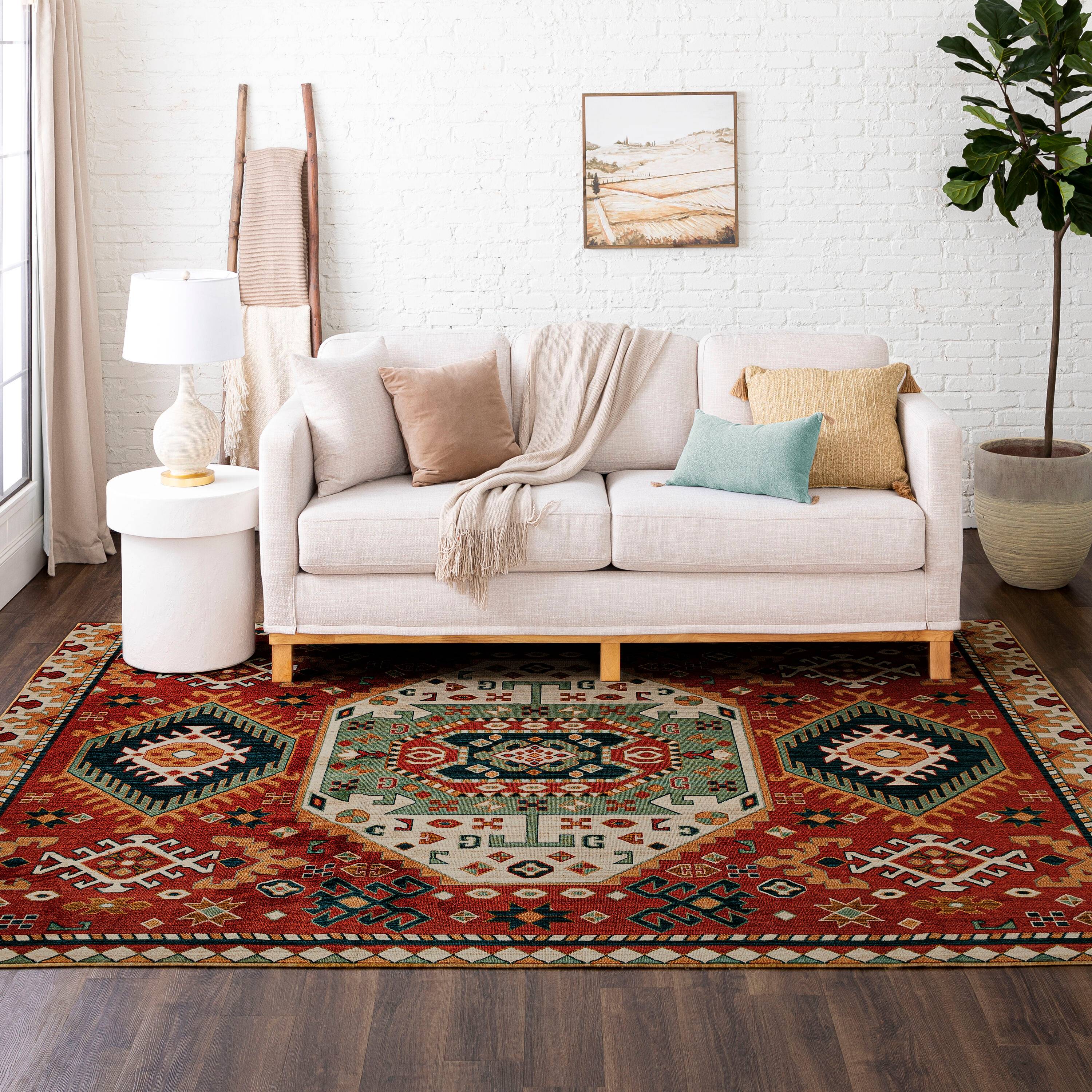 Mohawk area rugs Mohawk Home Polyester Rectangular Indoor Geometric Area Rug 2 x 3 ft Red