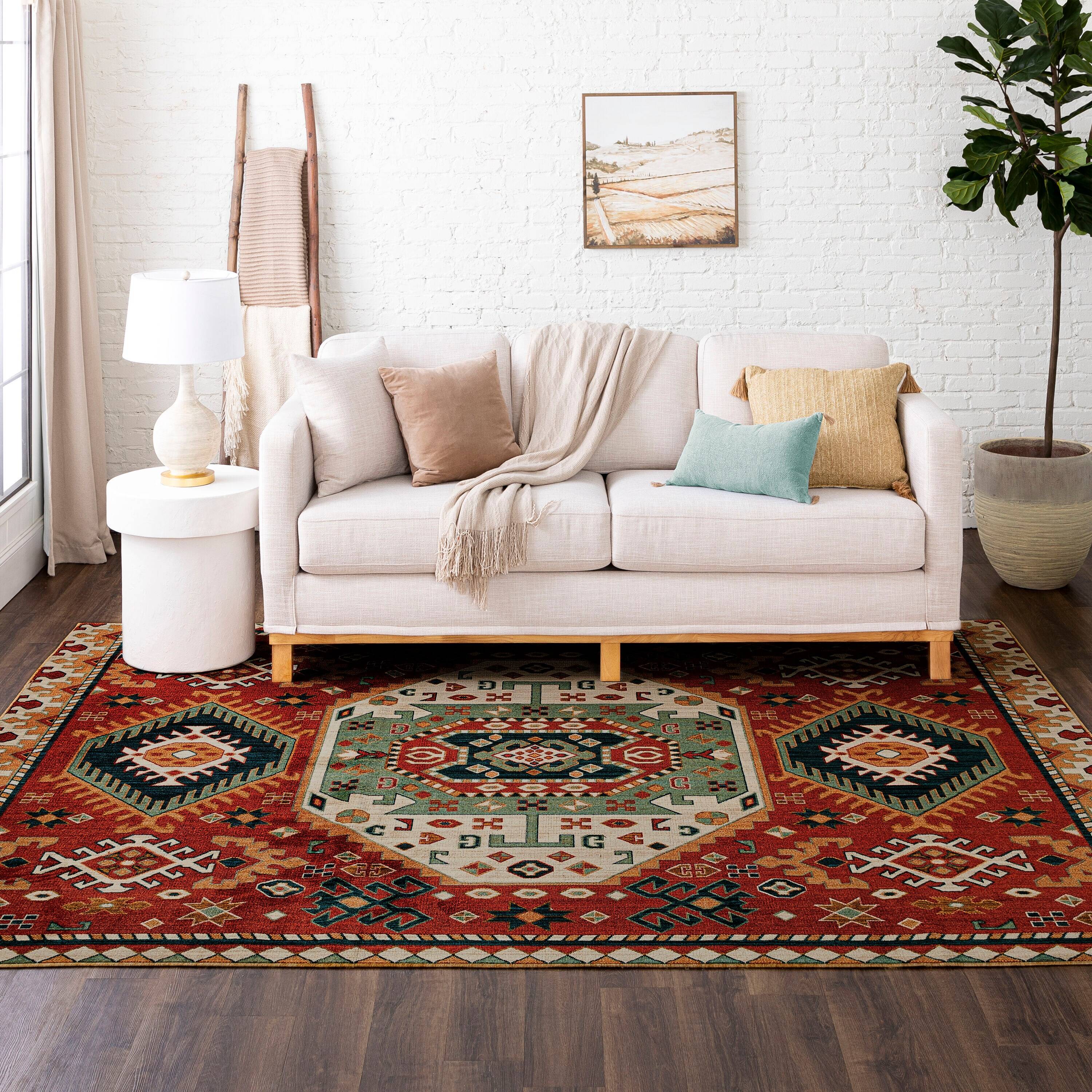 Mohawk area rugs Mohawk Home Polyester Rectangular Indoor Geometric Area Rug 3 x 5 ft Red