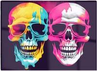 Warren Reed Pinks And Blue Happy Skeletons Multi One Size Chopping Board