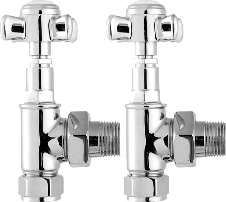 Chrome Angled Victorian Cross Head Radiator Valves Pack HT
