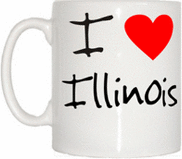 TeeTreeDesigns I Love Heart Illinois Cup & Mug