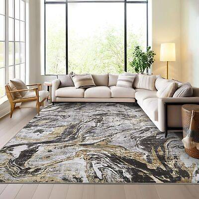 Machine washable rugs Garvee Machine Washable Area Rug 9x12 Large Living Room Rug - Gray Gray