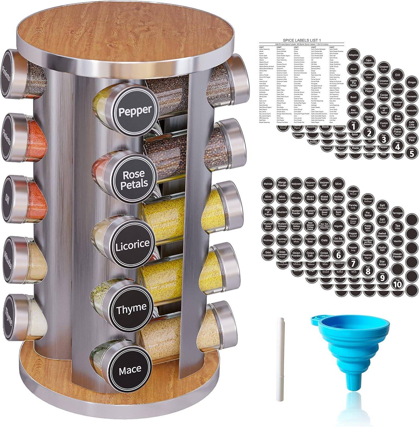 Spice jars New England Stories Revolving Spice Rack Set 20 Jars