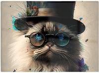 Warren Reed Ragdoll Cat With Glasses Splashart Multi One Size Chopping Board
