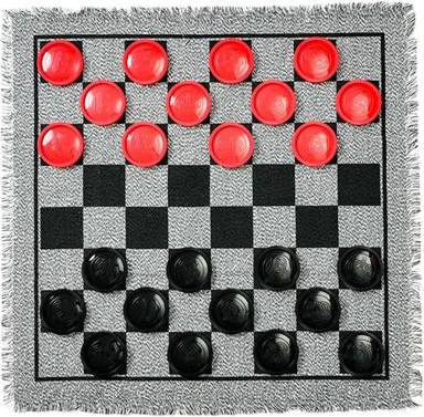 3-In-1 Giant Checkers & Tic Tac Toe Square Rug