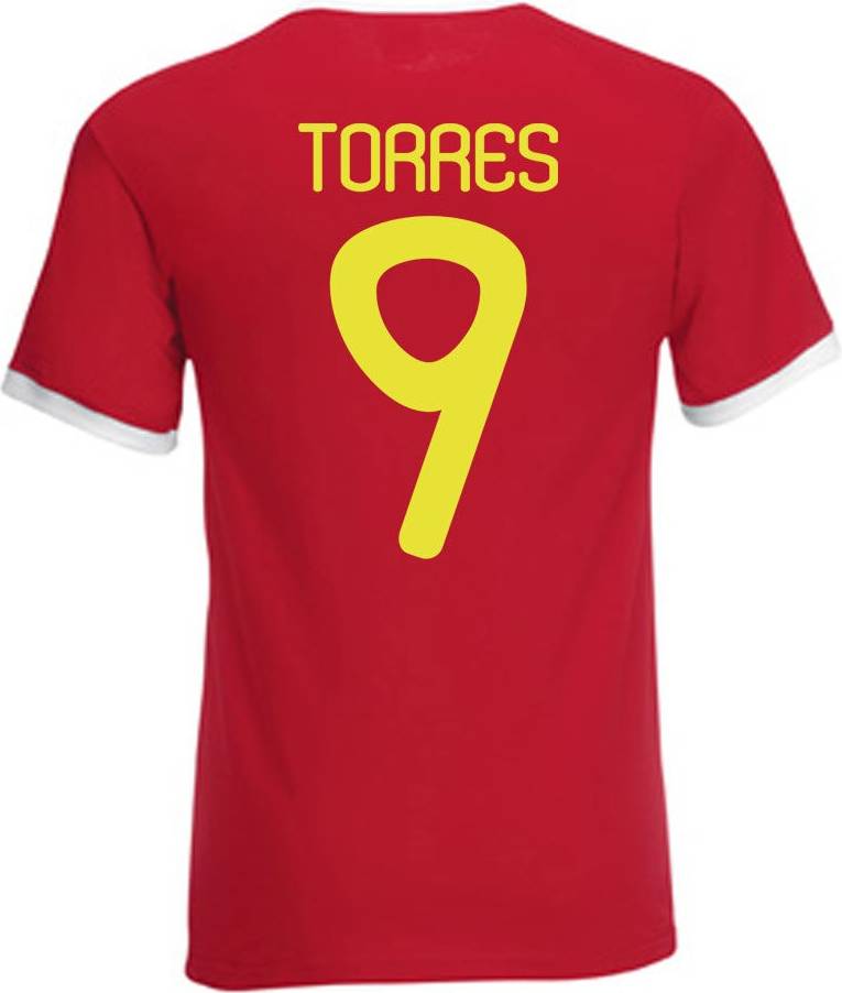 Gildan Fernando Torres Spain Ringer Tee Men's L Polyester