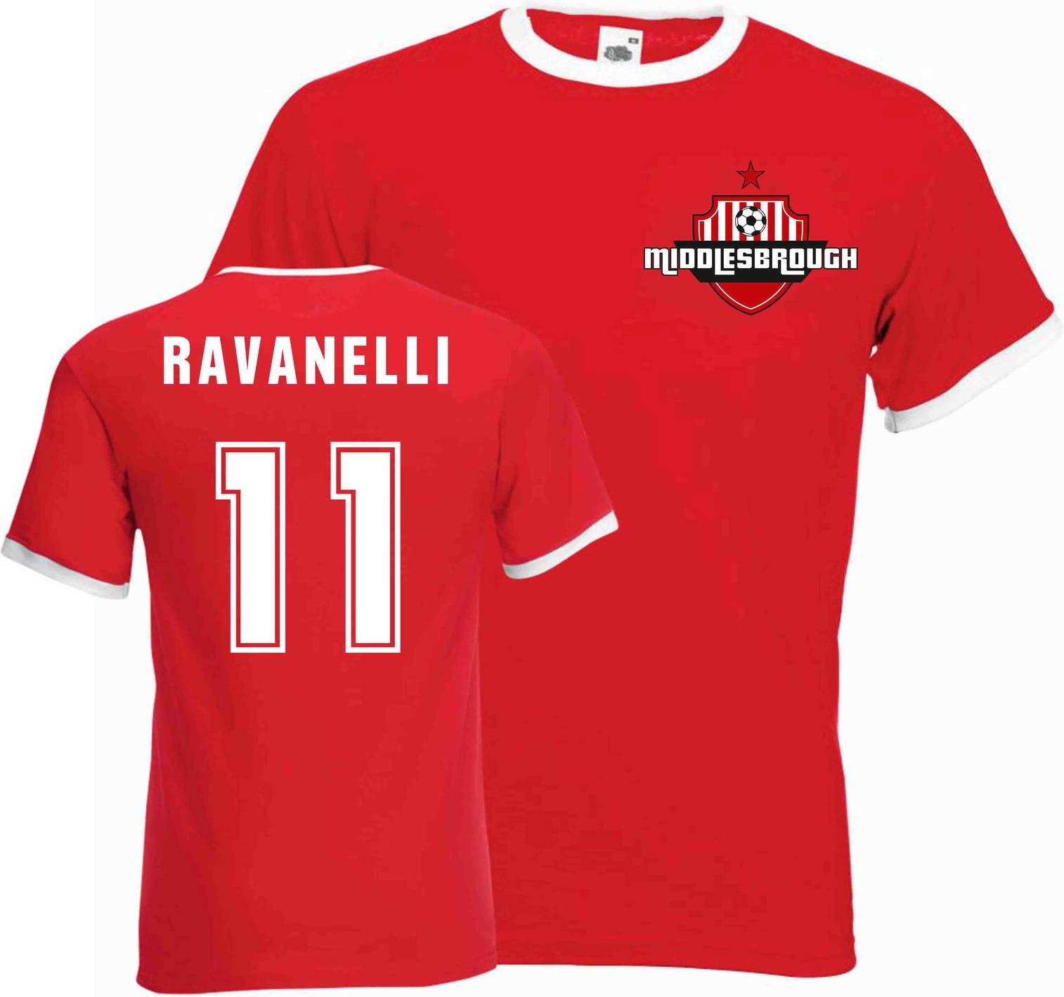 UKSoccershop Fabrizio Ravanelli Middlesborough Ringer Tee Men's Polyester