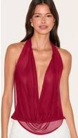 PrettyLittleThing Mesh Halter Neck Top - Red
