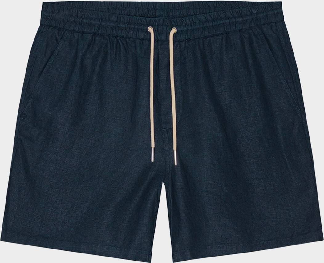 Gregor Linen Drawstring Shorts - Navy Blue
