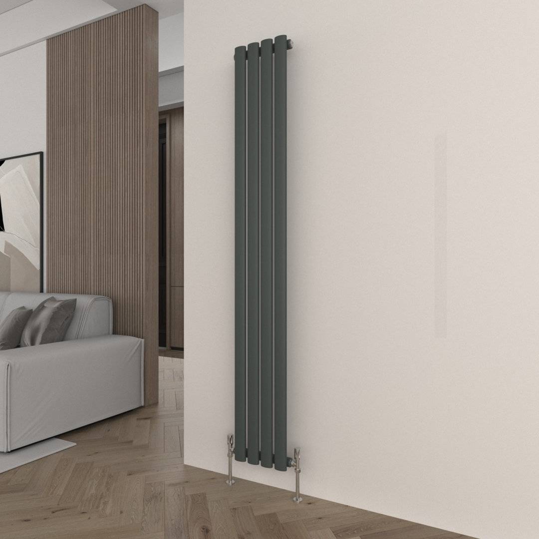 Belfry Heating Vertical Oval Column Radiator - Grey