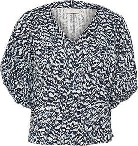 Kaffe Bluse Ruffalo - Navy/Hvid