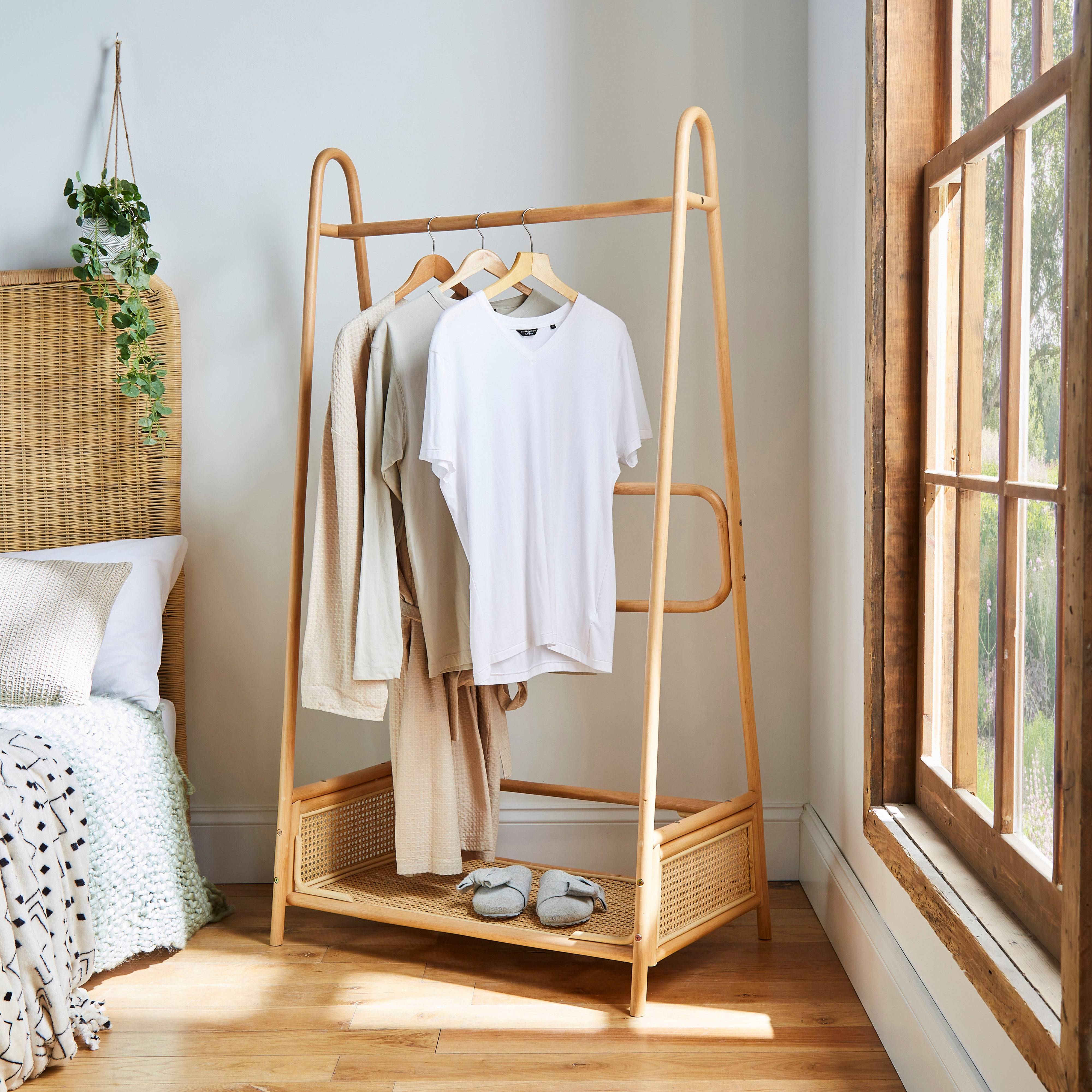 Clothing rack Dunelm French Cane Rail Self Assembly Natural Clothes Rack