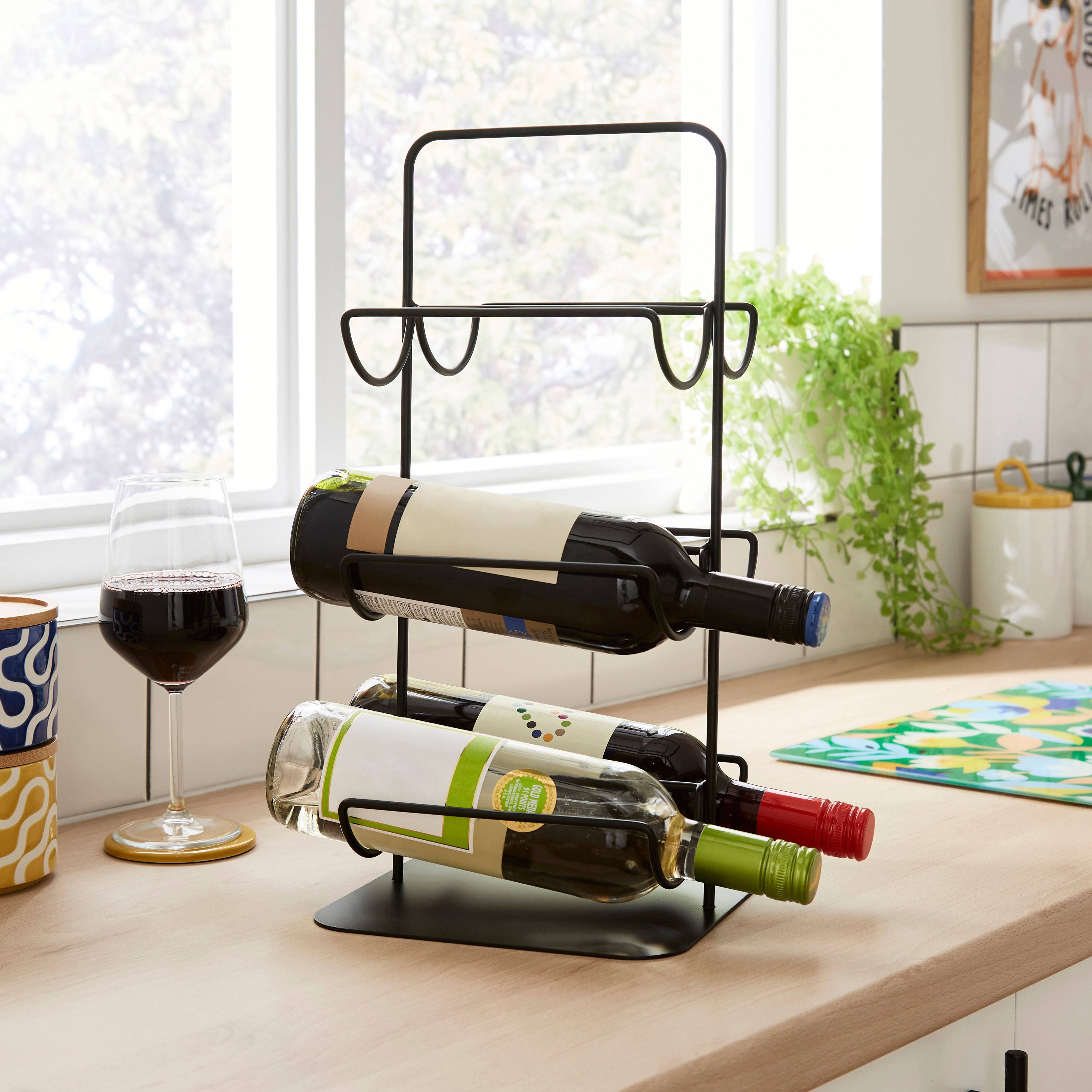 Elements Metal Black Wine Rack