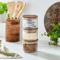 Acacia Ribbed Glass Stacker - Clear