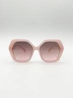 SVNX Oversized Rounded Angular Sunglasses - Pink