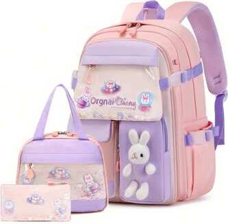 Shein Girls Backpack Set With Lunch Box And Pencil Case - Cute Rabbit Design