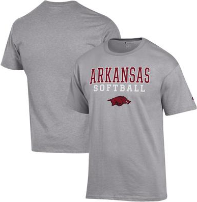 Champion Arkansas Razorbacks Softball Stack T-Shirt - Gray
