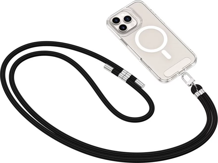 Tech-Protect C7S Rope Crossbody Strap - Sort/Sølv