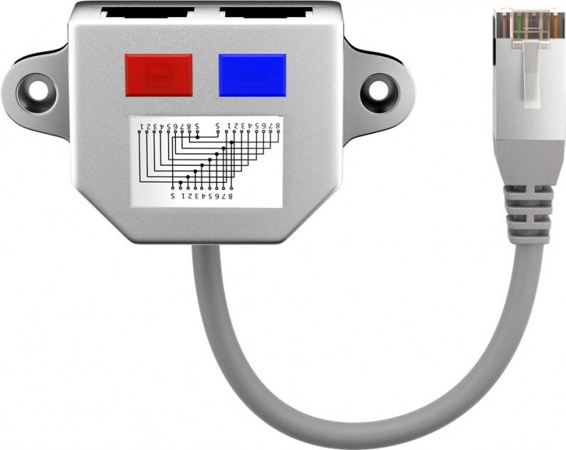FTP RJ45 - 2x RJ45 Adapter M-F Grey