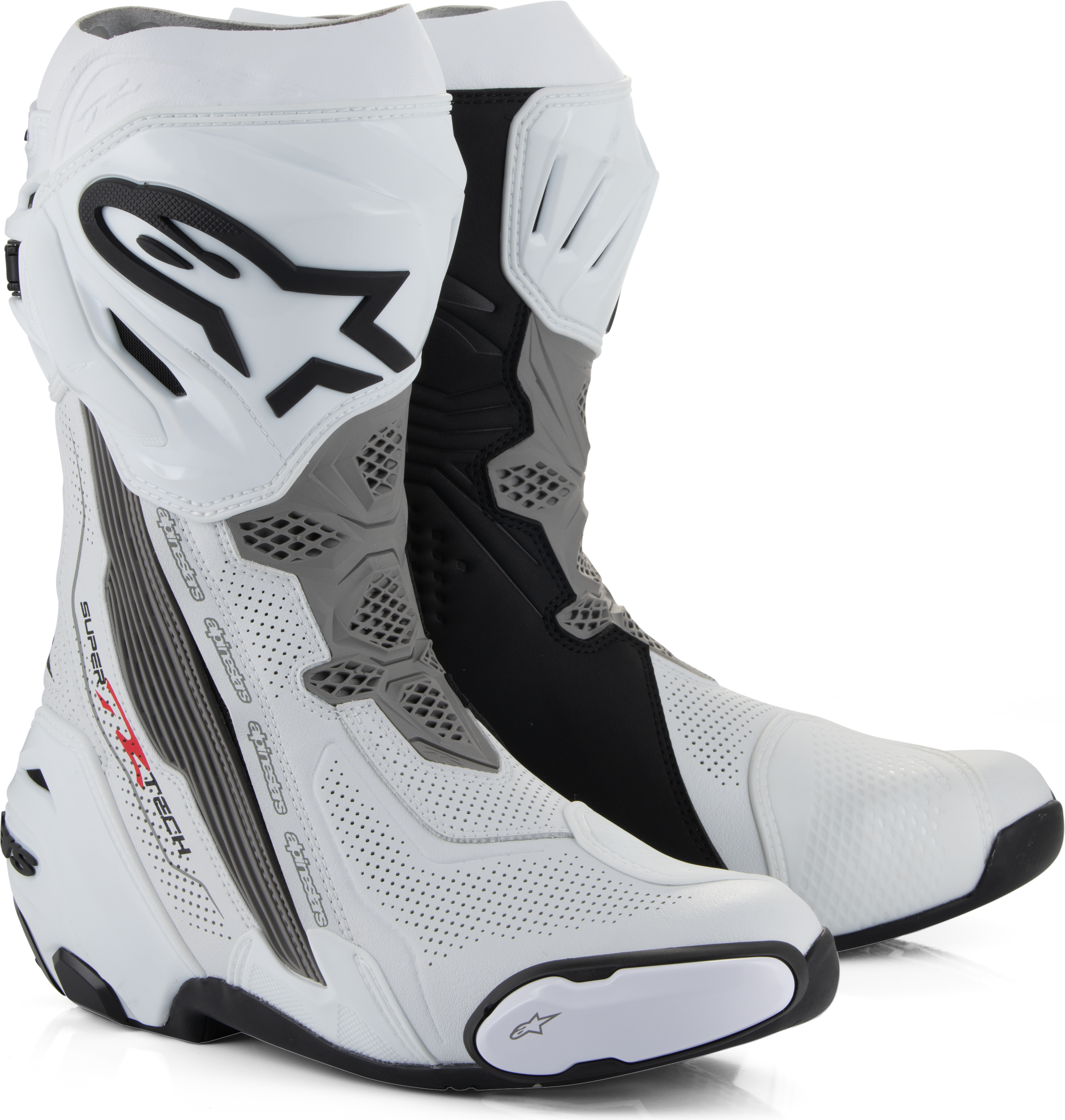 Alpinestars MC-Støvler Supertech R Vented - Hvid/Mid Grå/Sort