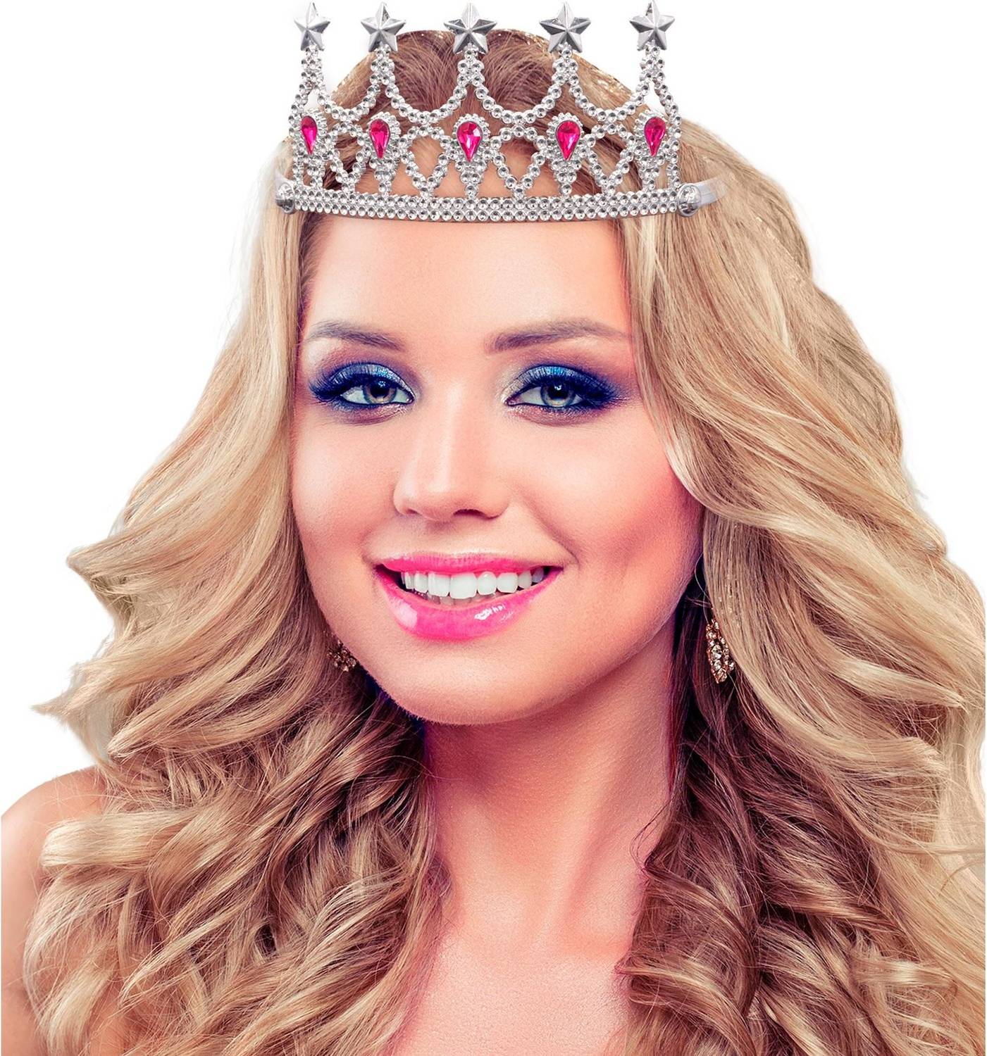 Widmann Silver Tiara Med Rosa Strass