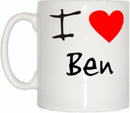 TeeTreeDesigns I Love Heart Ben Cup & Mug