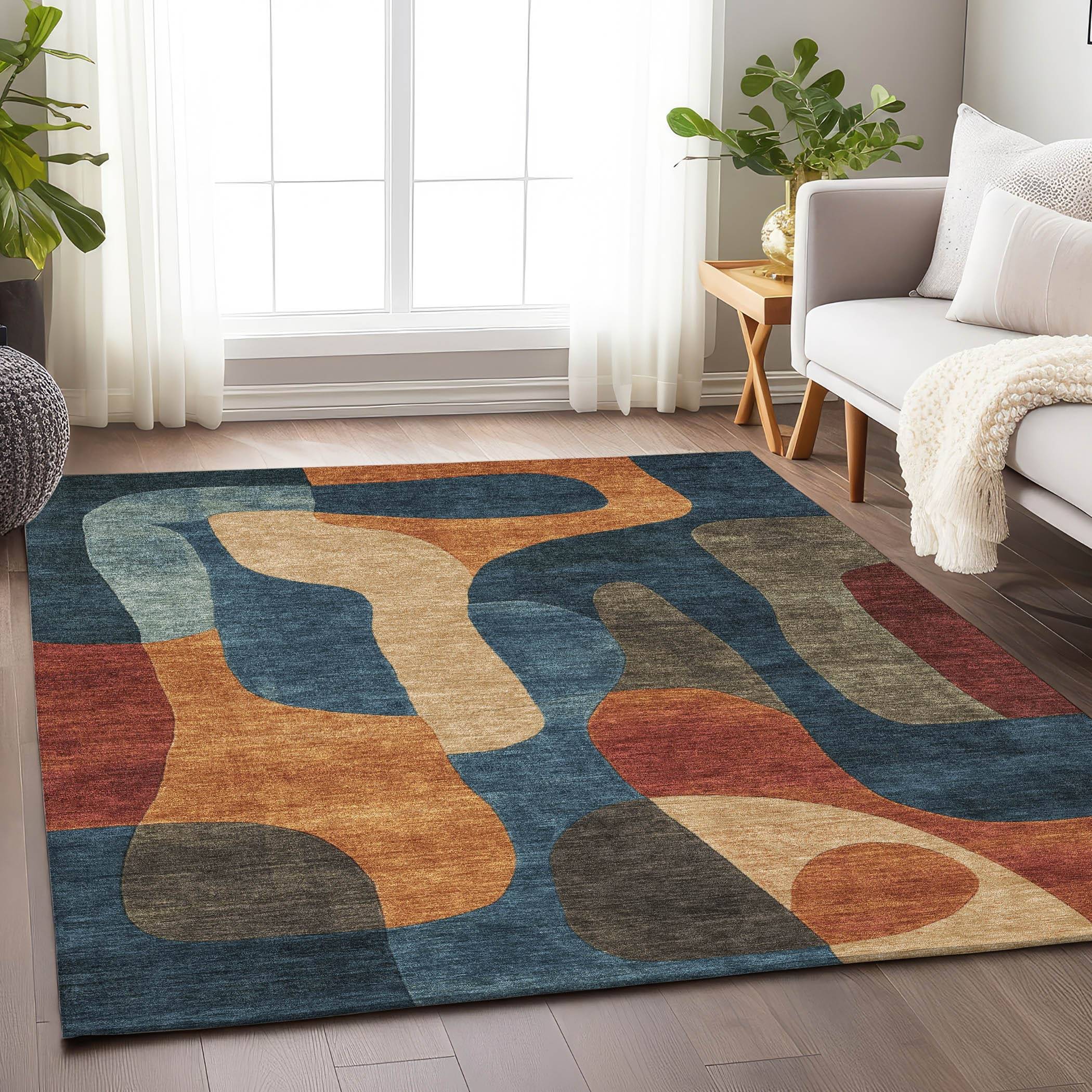 Addison Rugs Chantille ACN1867NA 10 x 14 ft Loomed Polyester Navy Rectangular Indoor Outdoor Geometric Machine Washable Area Rug Blue