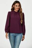 FS Collection Frill Detail High Neck Top - Plum