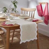 Dunelm Reversible Scallop Runner - Cream Tablecloth Beige