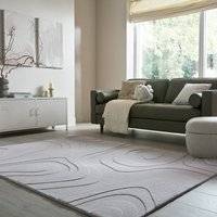 Dunelm Neve Abstract Faux Fur Wave Rug - Grey