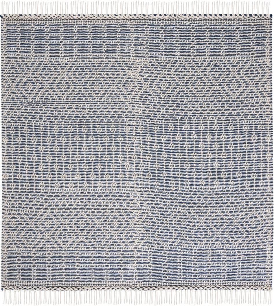 Highland Dunes Natura Raya Handwoven Wool Area Rug 183 cm Blue