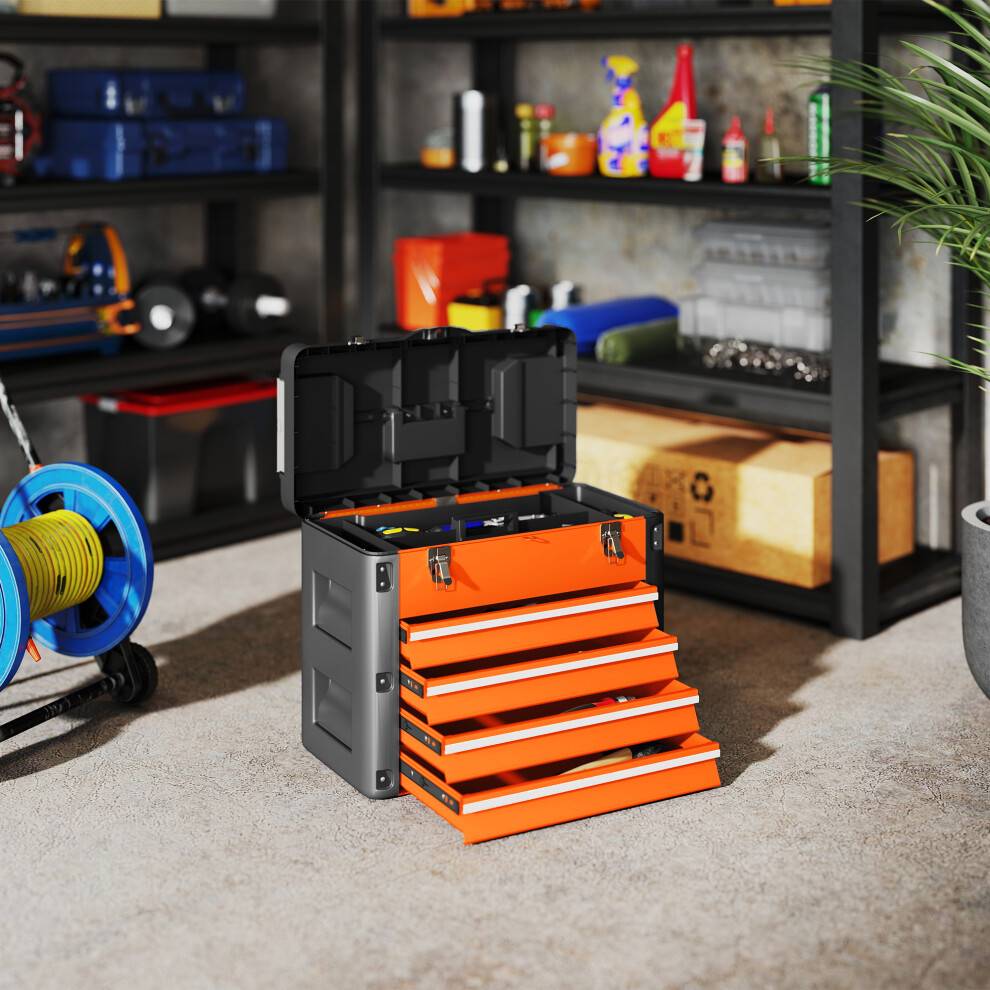 Tool box with drawers Homcom 4 Drawers Large Tool Box with Handle
