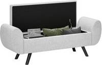 Homcom Upholstered Linen One Size Storage Bench