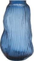 Hestia Blue Ridged Textured Glass One Size Vase