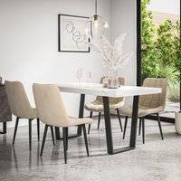 More4Homes White Marble Effect Table Top Of 6 Dining Set