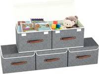 One piece box Dmd 5-Piece Stackable Collapsible Boxes with Lids - Grey - One Size Storage Box