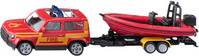 Siku 1608 Land Rover Defender Feuerwehr mit Boot Rot