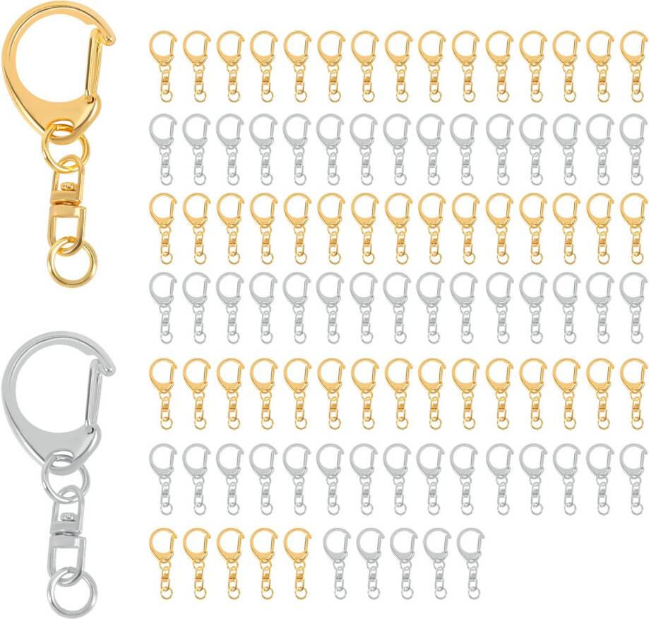 Melitt D Hook Keychain Hardware with Jump Rings - Metal Split