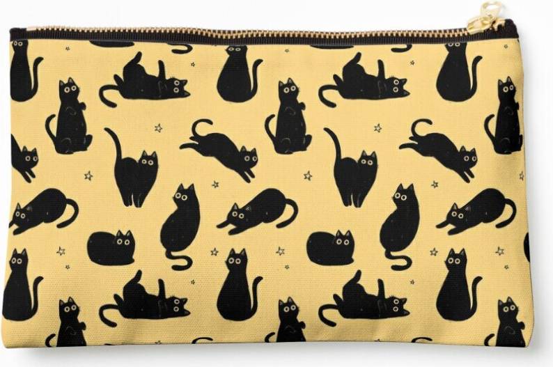 WHIBOS Makeup Bag Cat Pattern - Black Cat Pattern