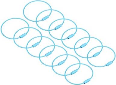 Uxcell Cable Key Rings 6-Inch Wire Keychain Twist Loops - Sky Blue