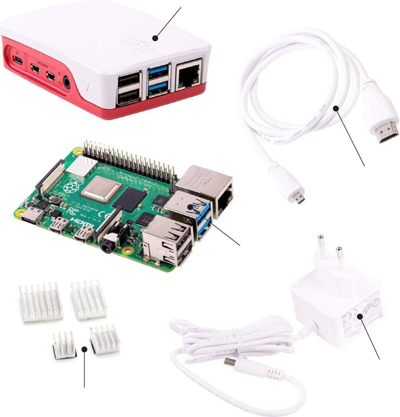 BerryBase Raspberry Pi 4 Computer Model B 4GB RAM Light Starter Kit