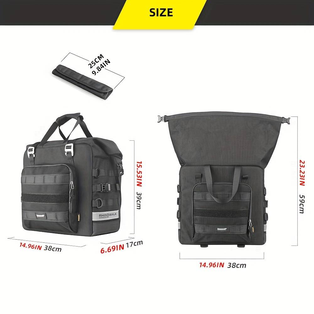 Temu Rhinowalk Motorcycle Side Bag - 25l Expandable